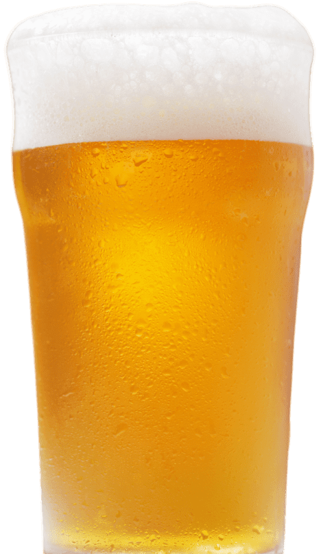 Tall golden craft beer glass